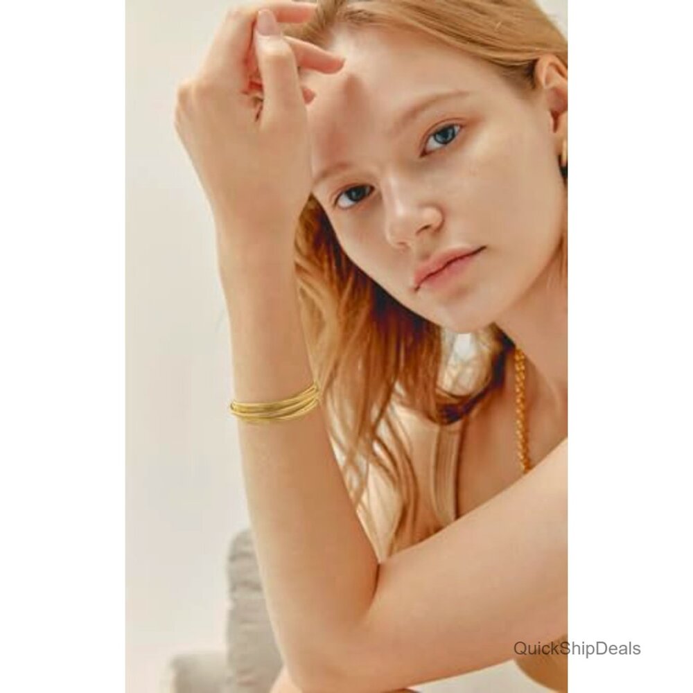 Chunky Multi-Layer Cross Wire Open Cuff Bracelet … - image 4